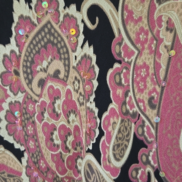 Dressbarn Y2K Fairy Silk Paisley Midi Dress Size 12 Sequin Asymetric Whimsigoth - Picture 10 of 12